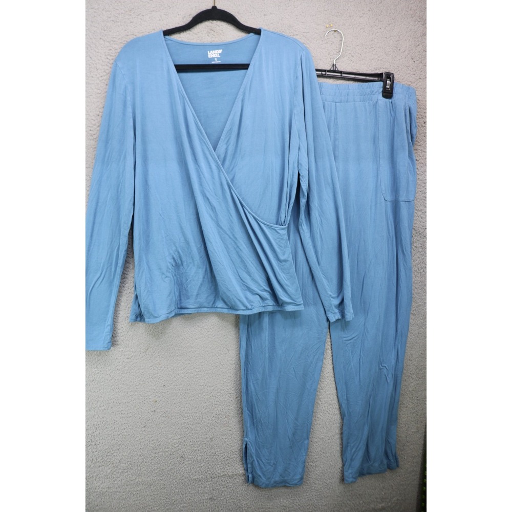 Land's End Long Sleeve Wrap Pajama Set-XL-Pockets-Soft-Minimalist-Cozy Chic